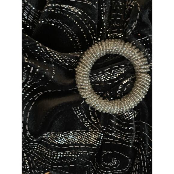 90s Black Velvet Top Womens L Shimmer 2pc Stretchy Elegant Glam NYE Y2K Girly - Picture 6 of 11